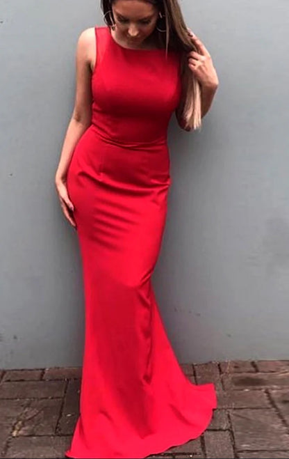 OKBBN Mermaid Long Knitted Formal Ball Dress with Bareback