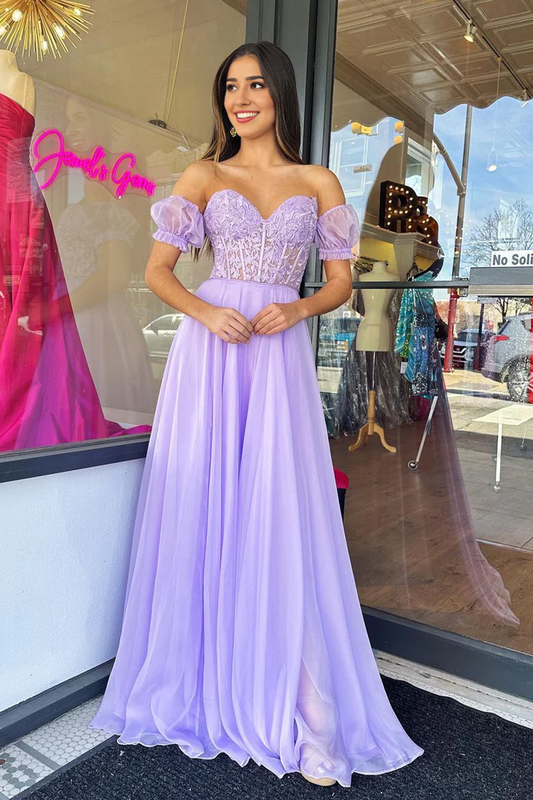 OKBBN Charming A-Shape Sweetheart Chiffon Lace Ball Dress