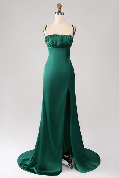 OKBBN Elegant Mermaid Strap Satin Ball Dress
