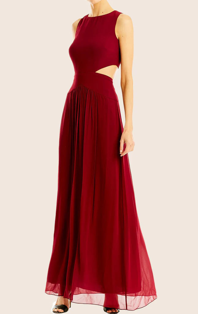 OKBBN Strap Round Neck Knitted Chiffon Ball Dress