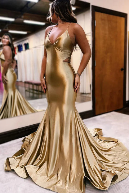 OKBBN Enchanting Mermaid V-neck Slimming Long Ball Dress