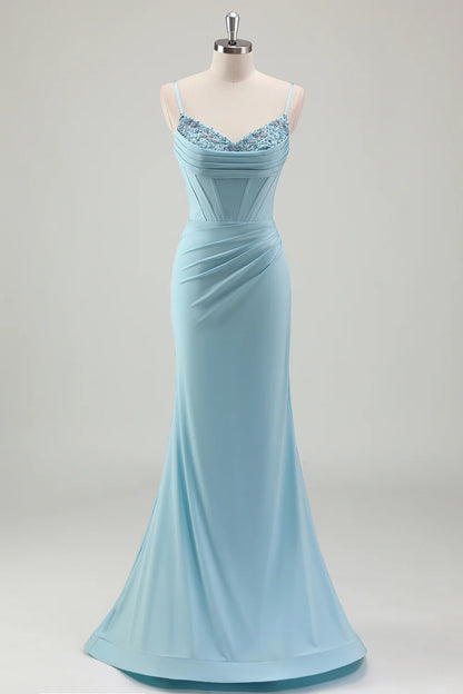 OKBBN Shining Mermaid Strap Tight corset Ball Dress