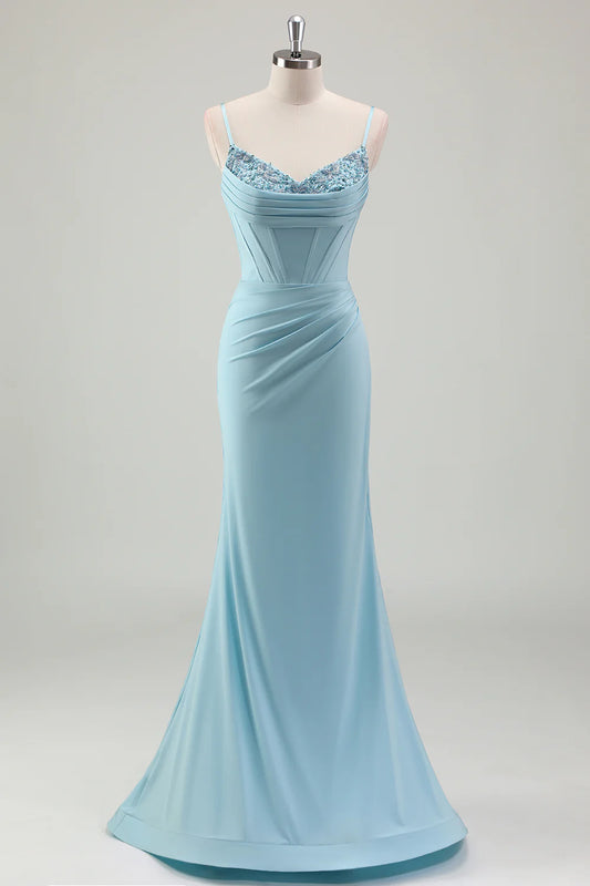 OKBBN Shining Mermaid Strap Tight corset Ball Dress