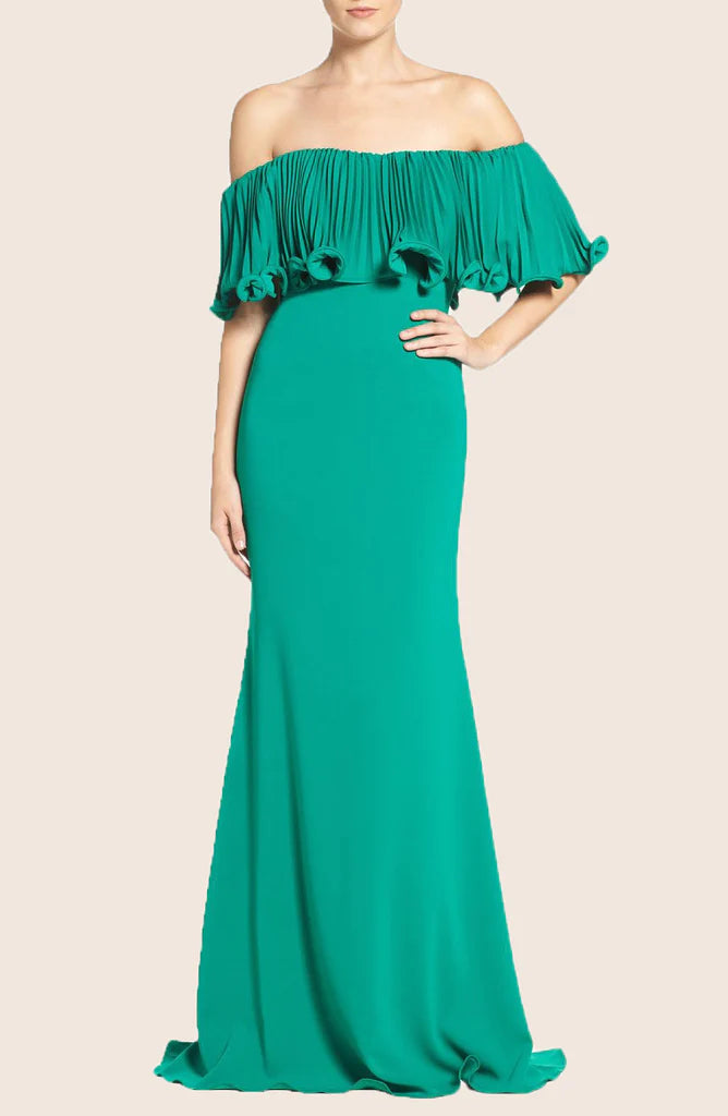 OKBBN off shoulder mermaid pleated ball dress