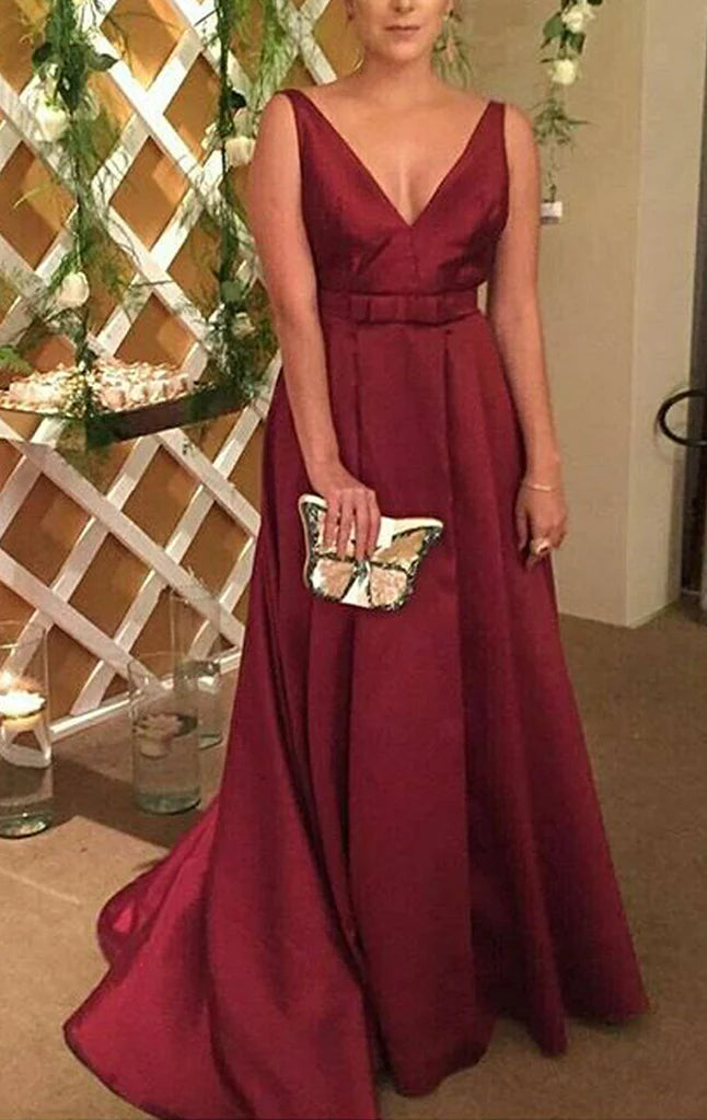 OKBBN Elegant Strap V-neck Formal Ball Dress