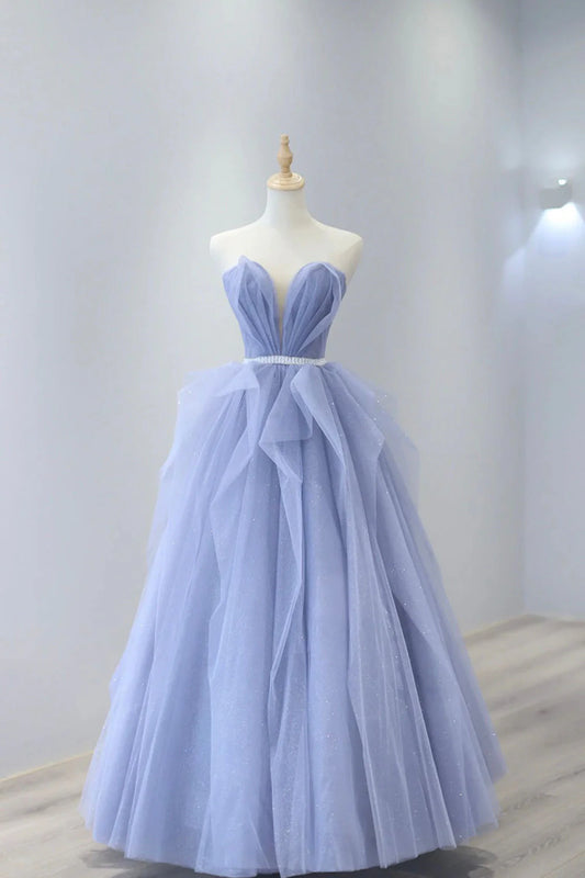 OKBBN off shoulder chiffon long and cute heart-shaped neckline ball dress