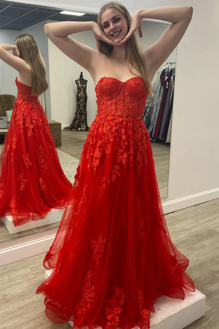 OKBBN Cute Sweetheart A-line Tulle Ball Dress with Stickers