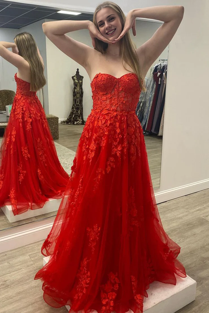 OKBBN Cute Sweetheart A-line Tulle Ball Dress with Stickers