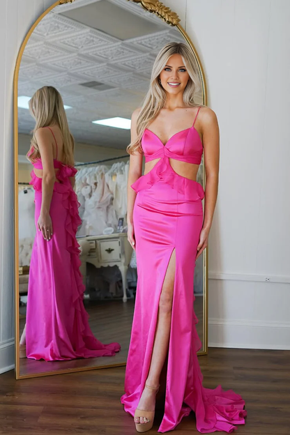 OKBBN Mermaid Sweetheart Satin Split Ball Dress