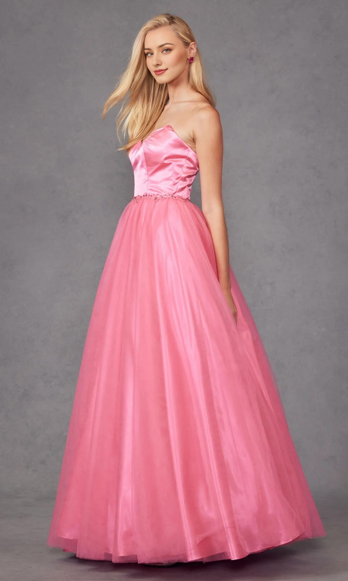 OKBBN Elegant Strapless Sweetheart Long Ball Dress