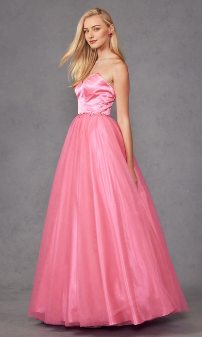 OKBBN Elegant Strapless Sweetheart Long Ball Dress
