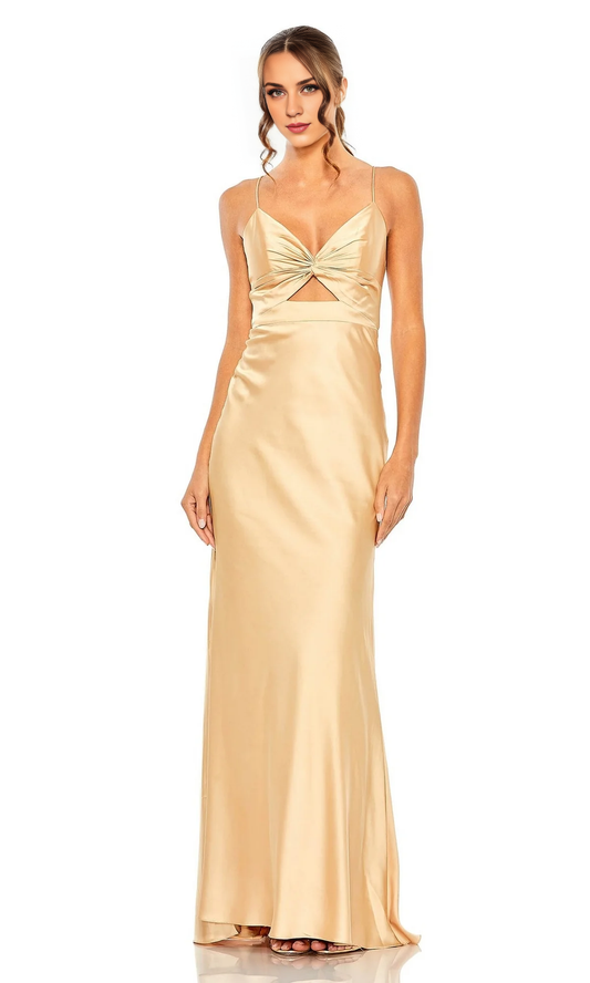 OKBBN V-neck Twisted Front Long Hollow Ball Dress