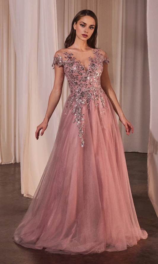 OKBBN's elegant and charming shiny decal long ball dress