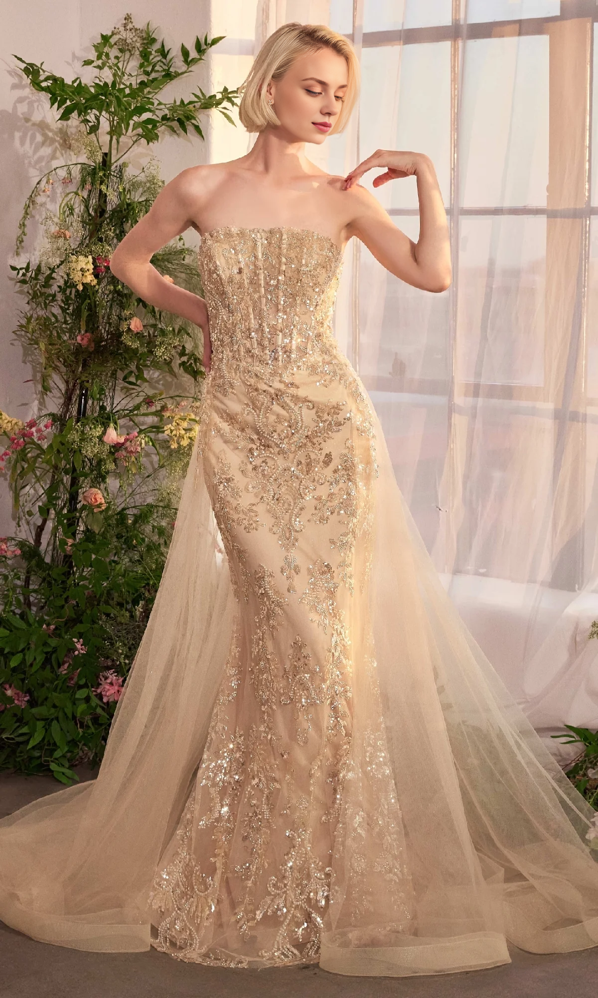 OKBBN's charming strapless slim fit mermaid sequin dance dress