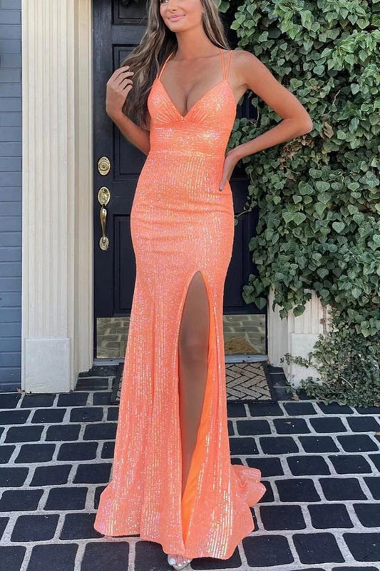 OKBBN Charming Mermaid Sweetheart Sparkle Split Ball Dress