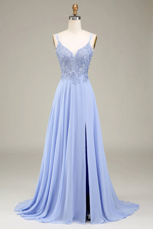 OKBBN elegant A-line sleeveless long evening gown