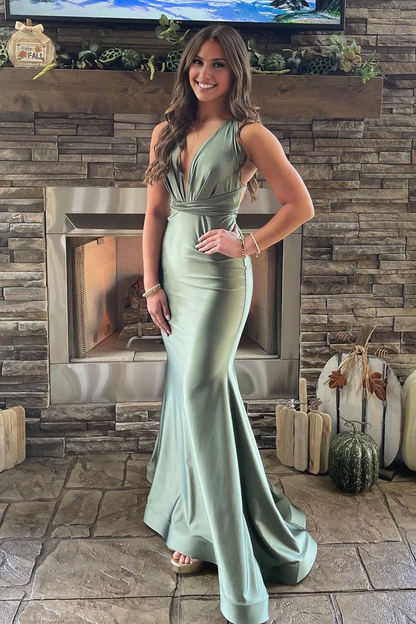OKBBN Fashion Mermaid Silk Long Bridesmaid Dress