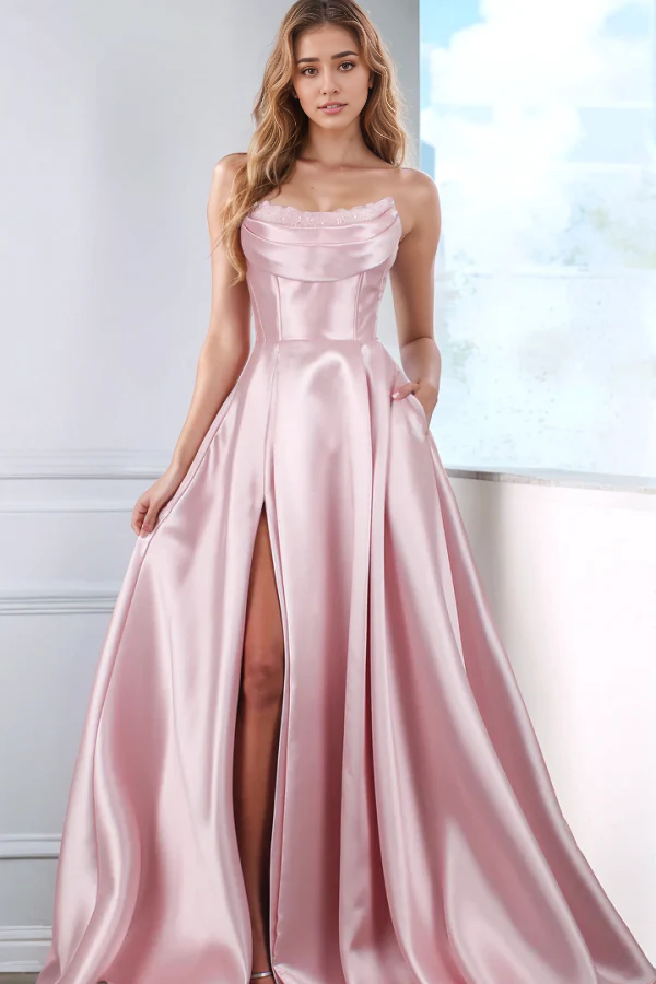 OKBBN Sweet A-line Ship Neck Sleeveless Folded Ball Dress