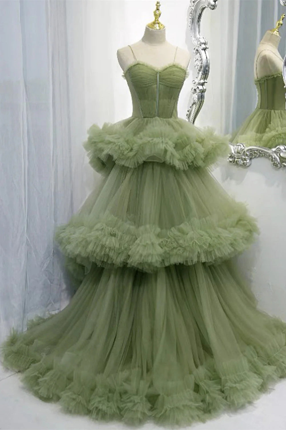 OKBBN A-line pleated chiffon ball gown