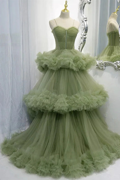 OKBBN A-line pleated chiffon ball gown