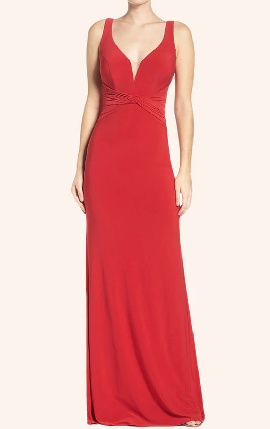 OKBBN V-neck Knitted Long Formal Ball Dress