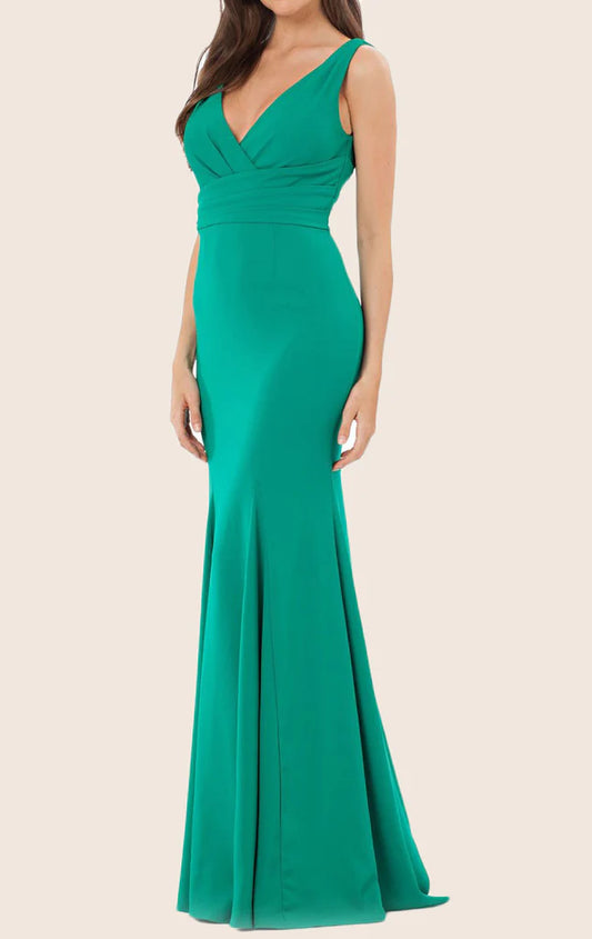 OKBBN Mermaid Strap V-neck Knitted Ball Dress