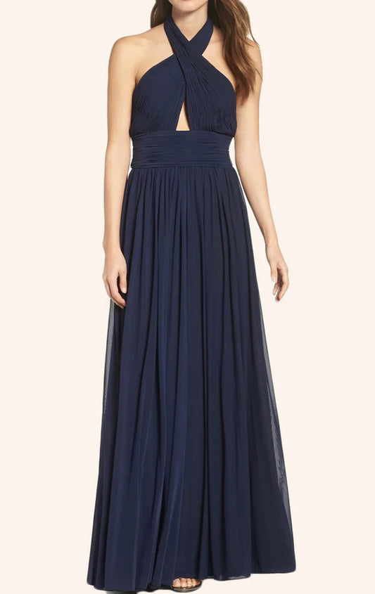 OKBBN backless chiffon long ball gown