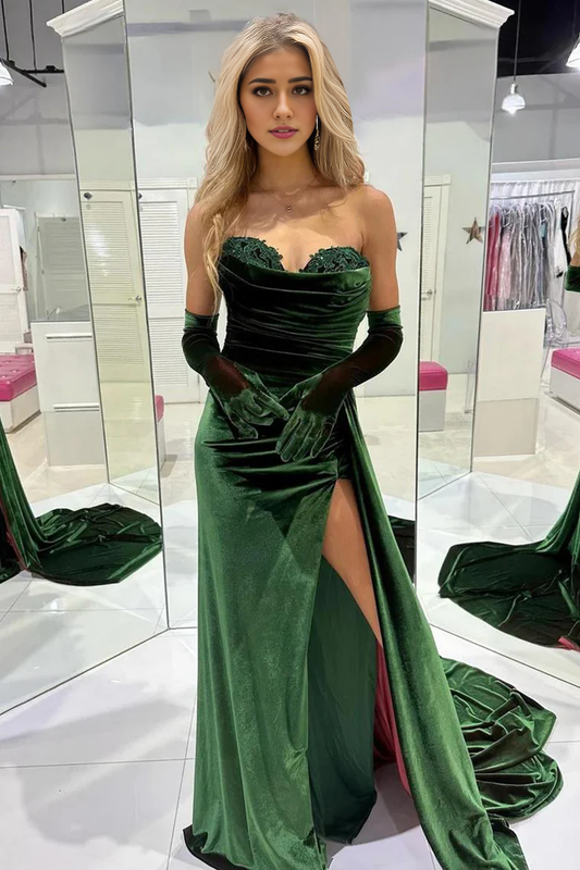 OKBBN Mermaid Sweetheart Velvet Long Ball Dress