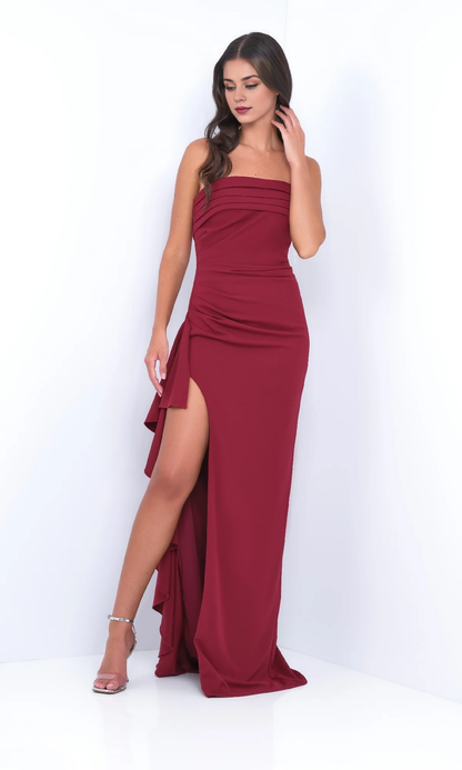 OKBBN's charming strapless long ruffled ball gown