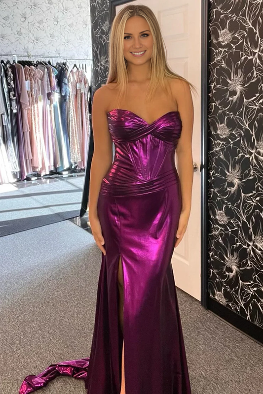 OKBBN Charming Mermaid Sweetheart Satin Long Ball Dress