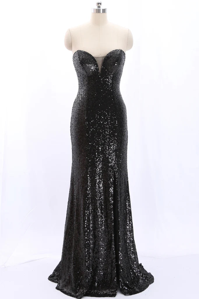 OKBBN strapless Sweetheart Mermaid sequin long formal ball dress