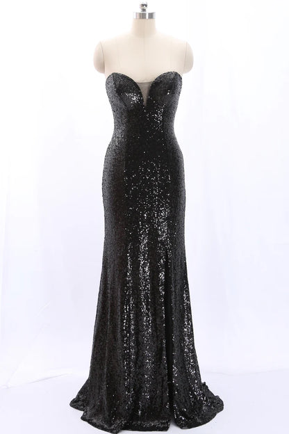 OKBBN strapless Sweetheart Mermaid sequin long formal ball dress