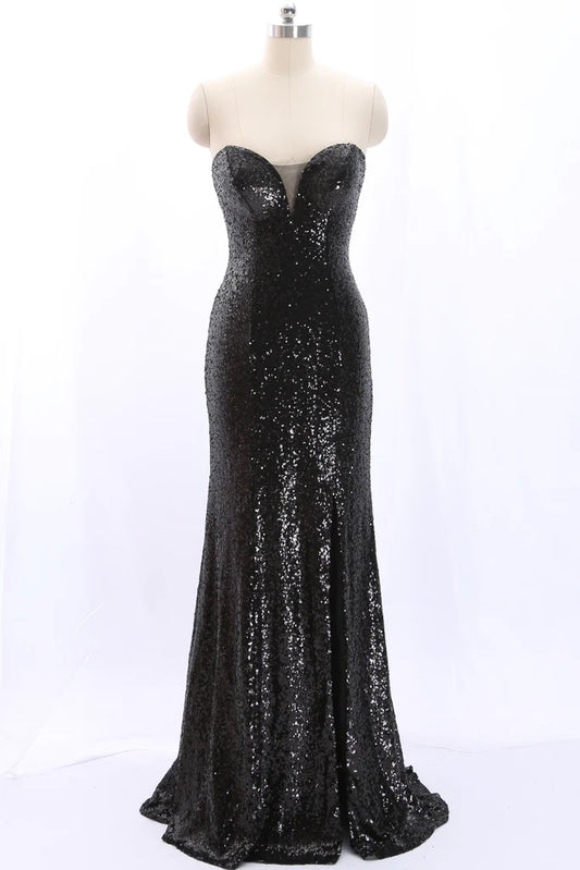 OKBBN strapless Sweetheart Mermaid sequin long formal ball dress