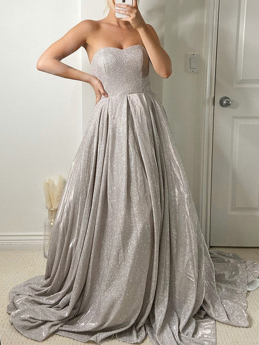 OKBBN Ruffle Sleeveless Glitter Sweetheart Ball Dress