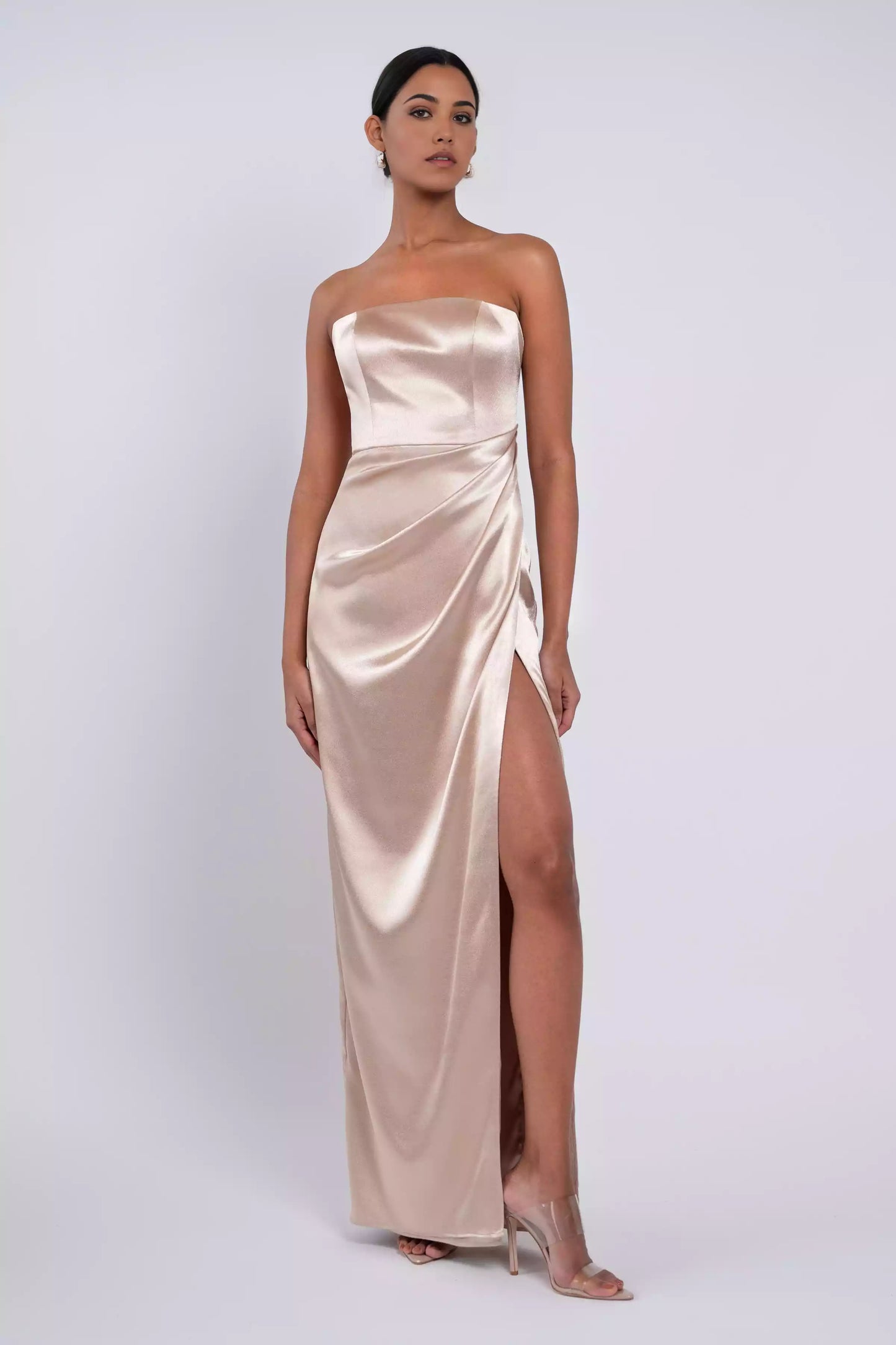 Fashionable and elegant structure, full of tight corset, slit skirt, strapless Bridesmaid Dresses