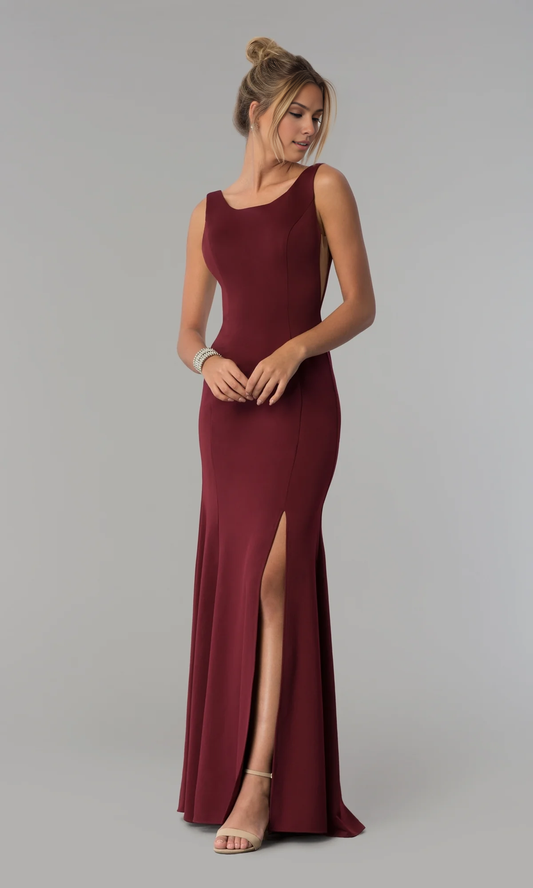 OKBBN Elegant Perspective Backless Long Formal Ball Dress