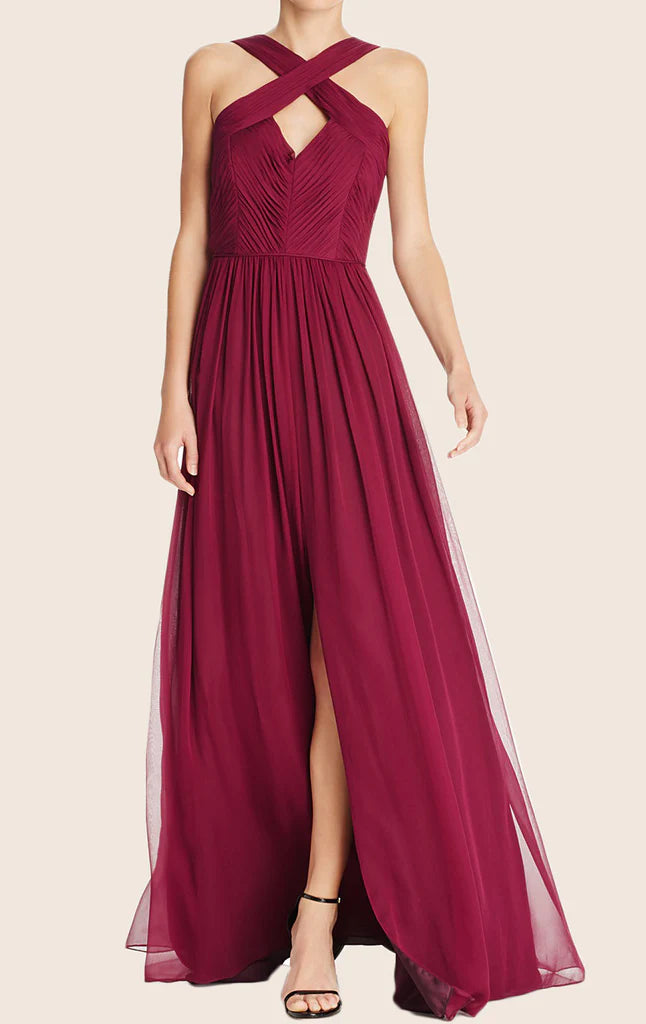 OKBBN backless chiffon long ball gown