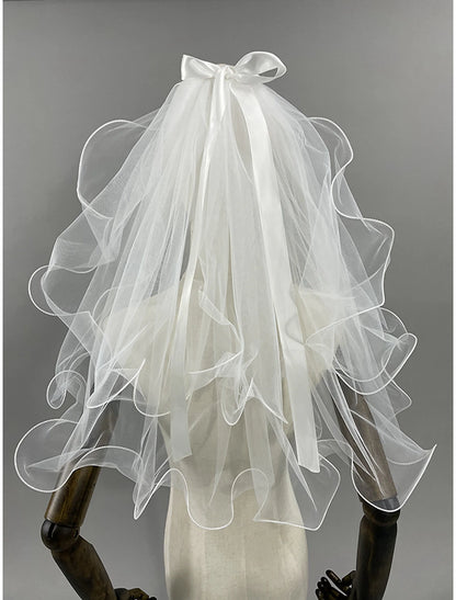 OKBBN Two layer Sweet Ribbon Butterfly Wedding Veil