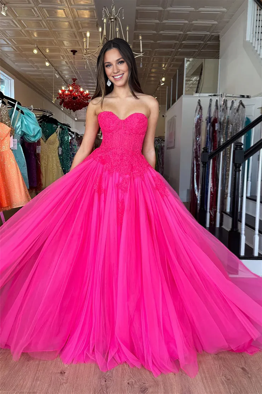 OKBBN A-line Sweetheart Tulle Ball Dress with Stickers