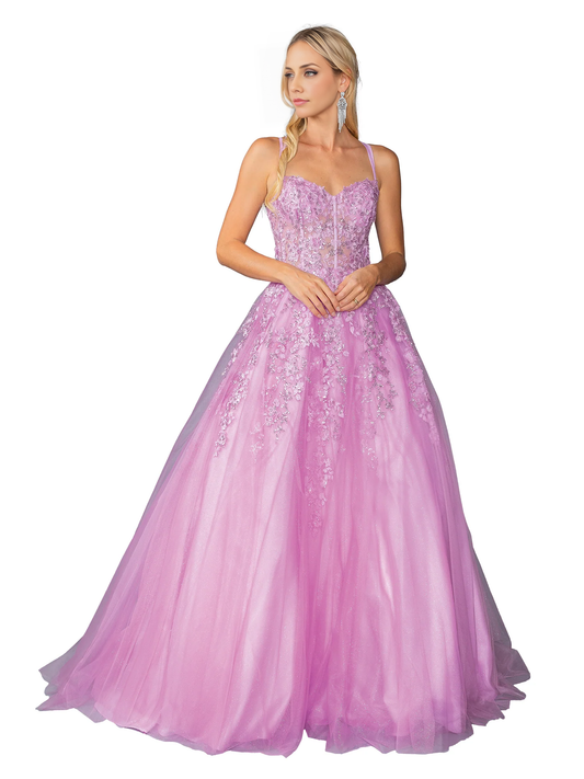 OKBBN's enchanting sequined lace corset with applique dance dress