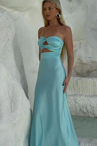 OKBBN Elegant Tight Off Shoulder Silk Long Ball Dress
