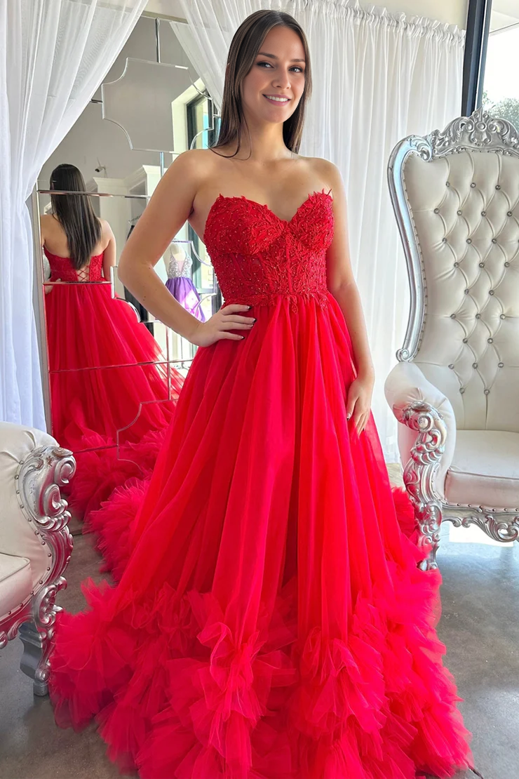 OKBBN Cute Off Shoulder Sleeveless Tulle Ball Dress