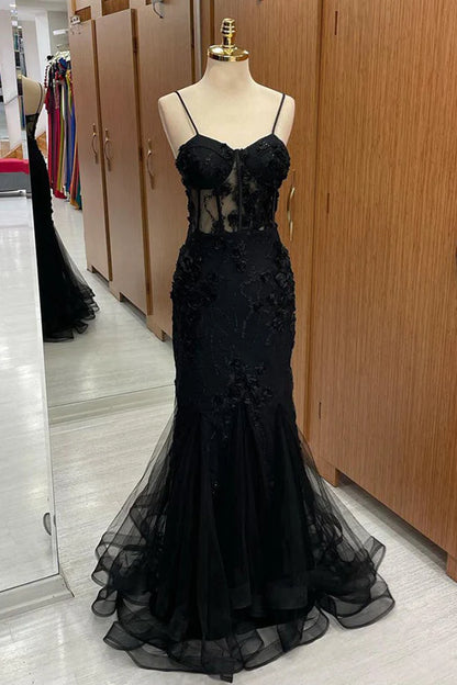 OKBBN Sweetheart Shoulder Strap Mermaid Decal Chiffon Long Ball Dress
