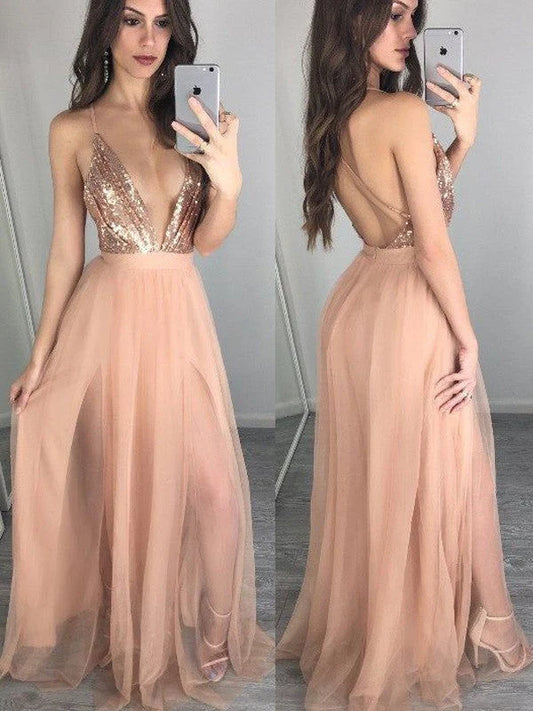 OKBBN A-line elegant sleeveless slim shoulder chiffon and sequin dance dress