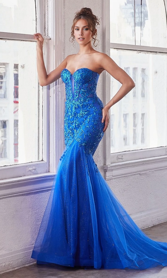 OKBBN's charming strapless sweetheart long mermaid dance dress