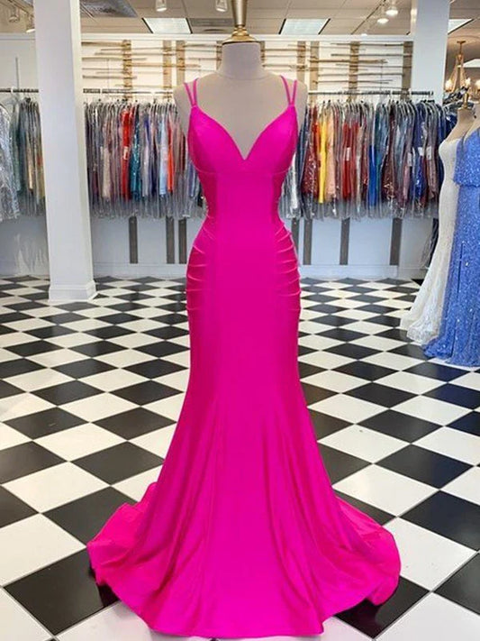 OKBBN Gorgeous Mermaid V-neck Sleeveless Spandex Folded Ball Dress