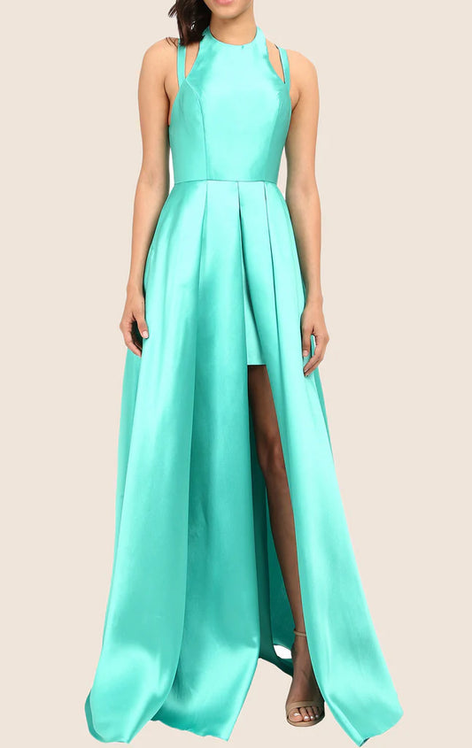 OKBBN spaghetti strap high and low taffeta ball gown