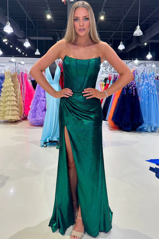 OKBBN Charming Mermaid Off Shoulder Satin Long Ball Dress