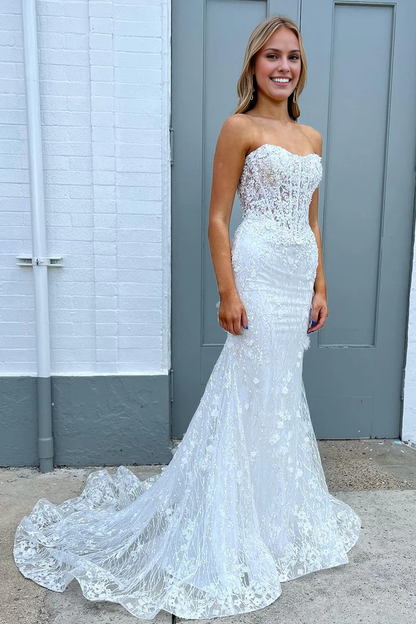 OKBBN Charming Sparkling Mermaid Sweetheart Sparkle Long Ball Dress
