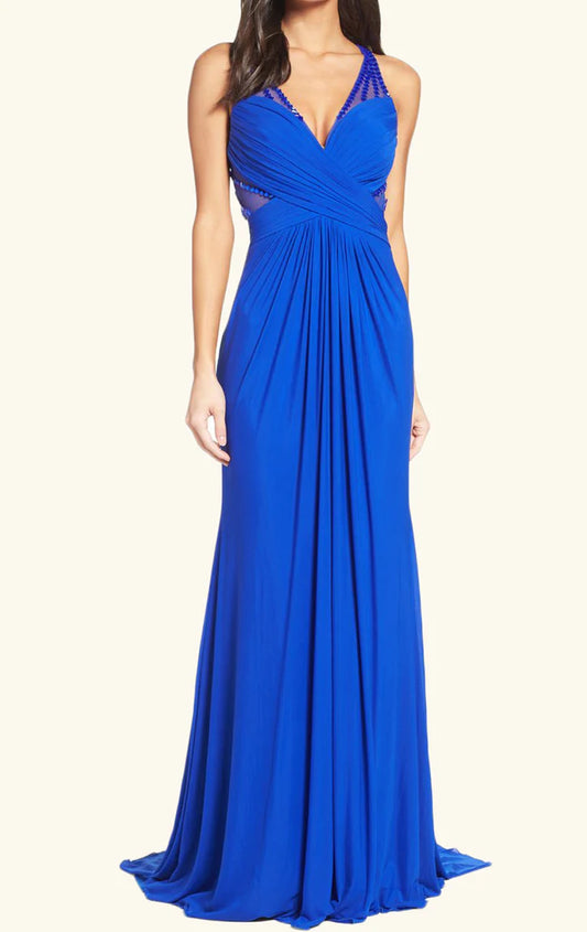 OKBBN Elegant Tight V-neck Long Formal Ball Dress